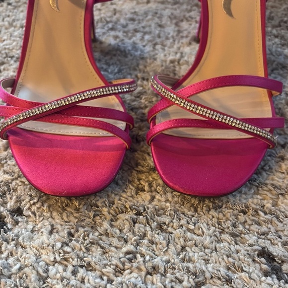Nina Pink Strappy Heels with rhinestone detailing  dainty straps - Picture 2 of 8